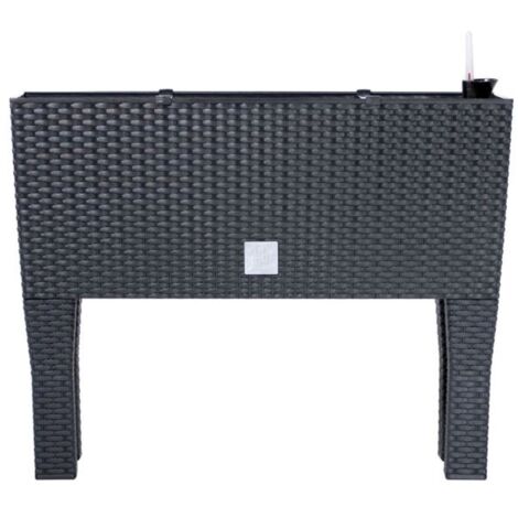 Jardinera alta rectangular 30 litros con autorriego color antracita 60 x 25 x 46 cm con patas