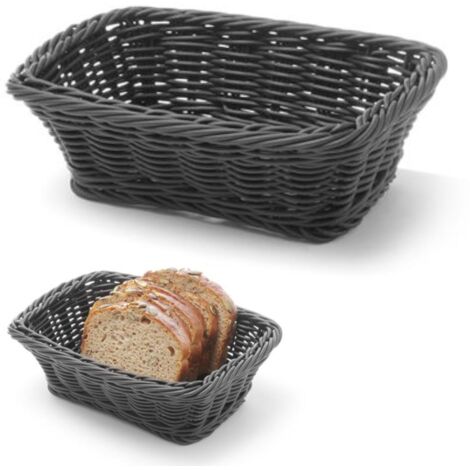 Cesta de pan rectangular de polipropileno, color negro, 190 x 130 x 60 mm - Hendi 426791