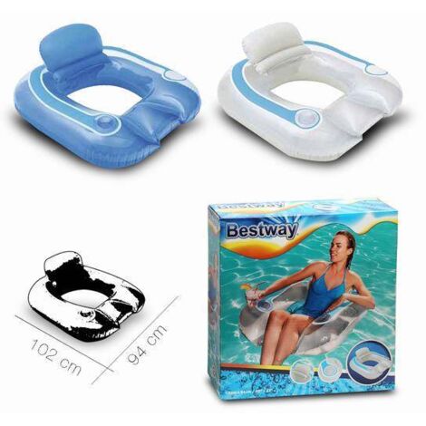Silla hinchable para piscina Bestway 43097, color azul.