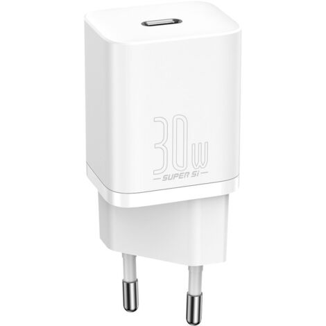 Cargador de pared súper rápido Si 1C USB-C de 30 W PD QC, color blanco (1/5)