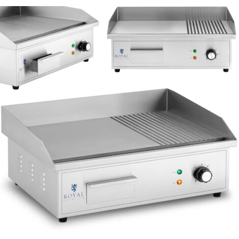 Parrilla eléctrica, placa lisa y ranurada, 548 x 350 mm, 3000 W
