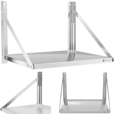 Estantería de pared plegable de acero inoxidable para hostelería hasta 40 kg 60 x 45 cm
