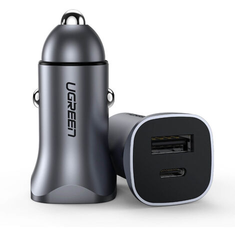 Cargador rápido para coche USB-A y USB-C de 30 W PD PPS - Gris (1/5)