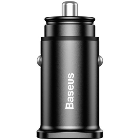 Cargador de coche inteligente cuadrado 2x USB QC3.0 Carga rápida 3.0 SCP AFC 30W Negro (1/5)