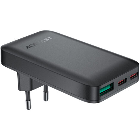Cargador ultradelgado Acefast A100 de 65 W GaN 2 USB-C + USB-A - Negro
