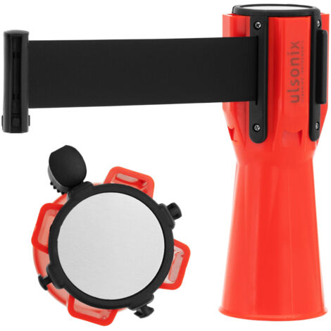 Cinta de advertencia en casete con fijación para poste, 3 m, color negro