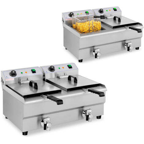 Freidora eléctrica doble con grifo 230 V 2 x 3200W 2 x 13 L