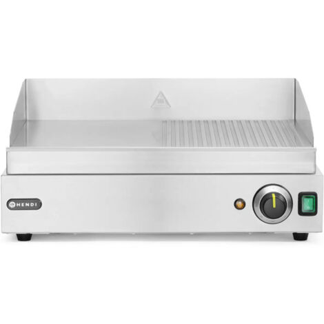 Placa calefactora de parrilla con ranuras lisas Profi Line para funcionamiento continuo 2400W - Hendi 203156