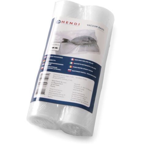 Bolsas de vacío moleteadas para selladoras de tiras 200x6000 mm 2 ROLLOS - Hendi 297469