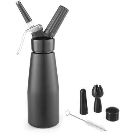 Sifón para nata montada N2O Kitchen Line (SET + 3 boquillas, 0,5 l) - Negro - HENDI 588420