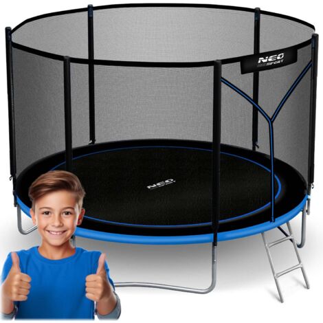 Cama elástica de jardín de 312 cm con red exterior y escalera Neo-Sport