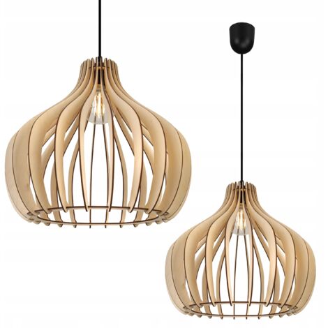 LÁMPARA DE TECHO COLGANTE LED MODERNA DE MADERA