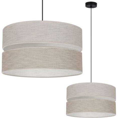 LÁMPARA COLGANTE DUO LINO NEGRO 1 LUZ PLANA BEIGE L06 40CM