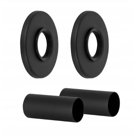 Juego de conexiones de tuberías de radiador para enmascarar, negras, con roseta simple y manguitos. (1/3)