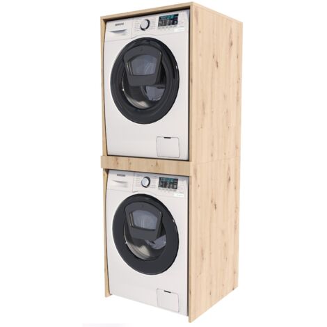 Mobile per lavatrice e asciugatrice, rovere artigianale, colonna da bagno, mobile, mensola, MK