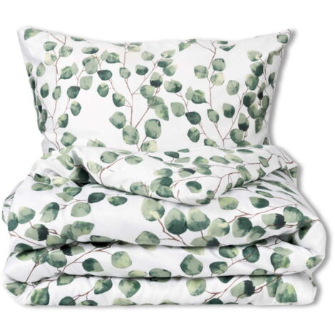 Juego de cama de satén 220x200 EXCLUSIVO Floral en tonos verdes (1/5)