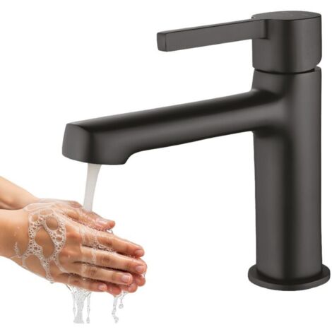 Grifo para lavabo de pie ALITA Laveo BVA722D negro con tapón (1/5)