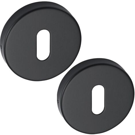 Roseta de llave redonda de acero inoxidable negro mate de 52 mm