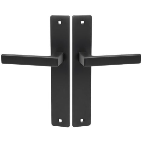 Manija de puerta en placa larga Rando Black