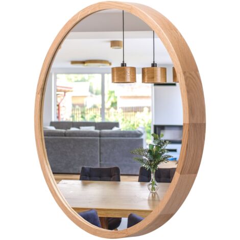 Espejo de ba帽o de pared redondo de madera LEJA 475 ROBLE para el recibidor o sal贸n ELEGANTE