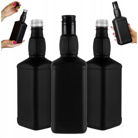 10x Botellas de Vidrio DANIELS 500ml NEGRO MATE para Whisky Licores Alcohol 0.5l