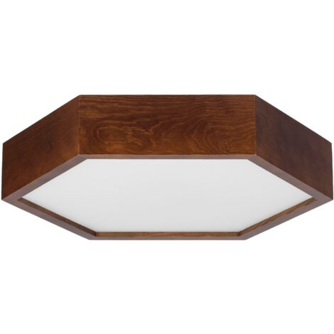 L谩mpara de techo hexagonal LEJA 375 NOGAL para sal贸n, cocina, ba帽o ESTILO (1/5)