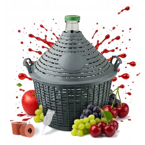 Damajuana Globo en Cesta Smoke 20L Corcho + Tubo Damajuana de Vino Casera