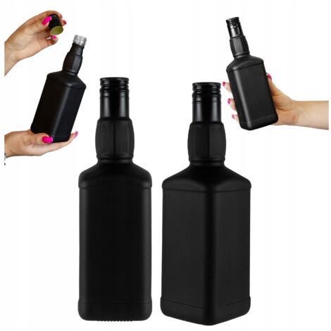 Botella de vidrio DANIELS 500ml NEGRO MATE para Whisky Licores Alcohol REGALO