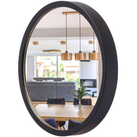 Espejo de ba帽o de pared LEJA redondo 375 NEGRO para recibidor o sal贸n ELEGANTE