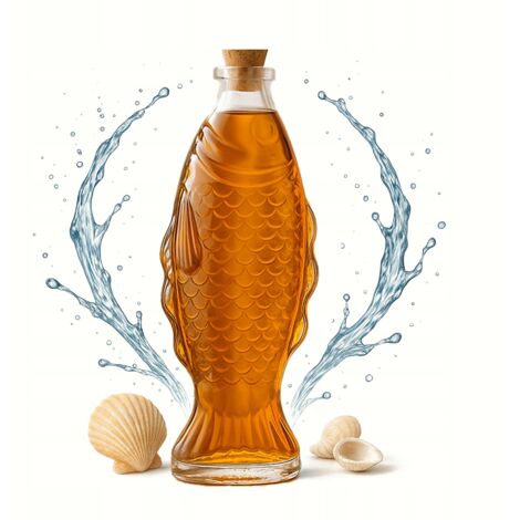 Jarra de vidrio FISH de 500 ml, botella de agua con alcohol, jarr贸n decorativo, regalo