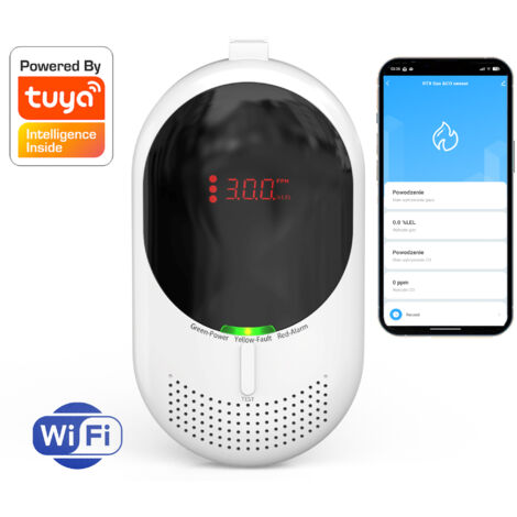 Sensor de gas y monóxido de carbono 2 en 1 Detector de monóxido de carbono CO Metano Butano TUYA WIFI