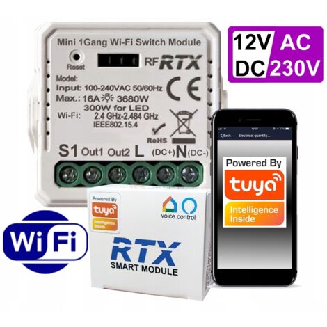 Controlador de relé WiFi TUYA + RF SIN VOLTAJE, fuente de alimentación de 12 V/230 V