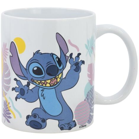 Disney Stitch - Taza de cer谩mica de la colecci贸n Hawaiian Flower 325 ml (1/2)