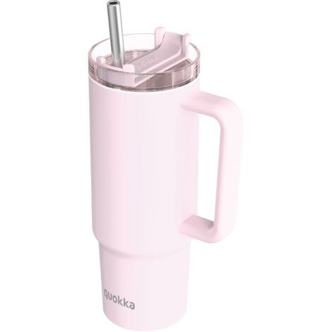 Quokka Stream - Taza t茅rmica de acero inoxidable de 950 ml con pajita (rosa claro) (1/3)