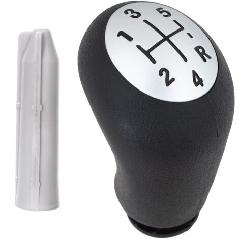 Pomo de cambio de marchas Renault Clio II III IV 5 VELOCIDADES NEGRO + PLATA + adaptador / Juego de 2 adaptadores para palanca de cambios