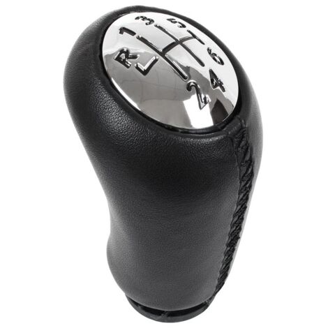 Pomo de cambio de marchas Renault Espace IV 2002-6 VELOCIDADES CUERO NEGRO + CROMO