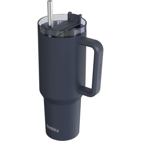 Quokka Stream - Taza t茅rmica de acero inoxidable de 1200 ml con pajita (grafito) (1/3)