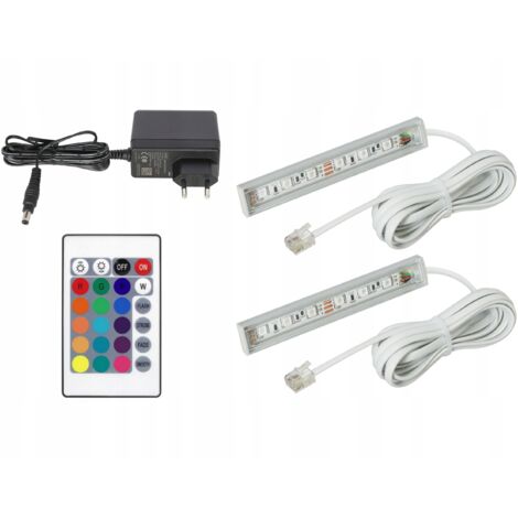 2x LED RGB para vitrinas, estanter铆as, ventanas, cable, blanco (1/5)
