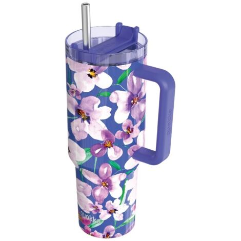 Quokka Stream - Taza t茅rmica de acero inoxidable de 1200 ml con pajita (Atardecer floral) (1/3)