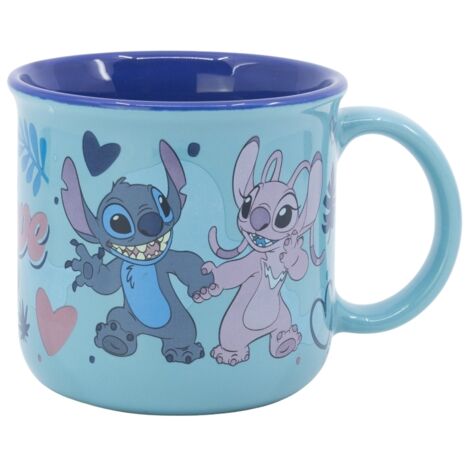 Disney Stitch - Taza de cer谩mica en caja de regalo de la colecci贸n Stitch & Angel 355 ml