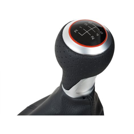 Pomo de cambio de marchas Audi A5 8T 07-16 NEGRO + PLATA 6 VELOCIDADES + POLAINAS NEGRAS CON ROSCA NEGRA