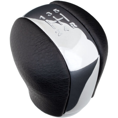 Pomo de cambio de marchas Nissan Almera II N16 00-06 5 VELOCIDADES CUERO ECOL脫GICO NEGRO + CROMO