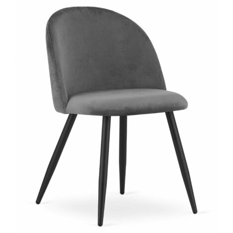 Silla Bello - terciopelo gris oscuro / patas negras x 1 (1/5)