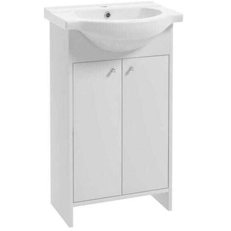 Mueble de baño con lavabo 50 cm, de pie, blanco, Diana