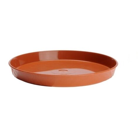 Base plástica redonda con aspecto de madera para maceta 19 cm tamaño 2 terracota natural