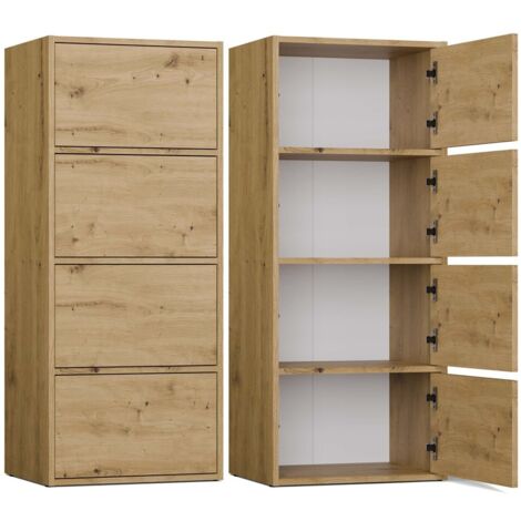 ALMA - Cómoda alta de almacenamiento con 4 puertas con apertura tip-on - Artesanía
