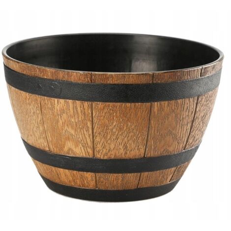 Maceta redonda imitación madera marrón claro 33 cm Barril