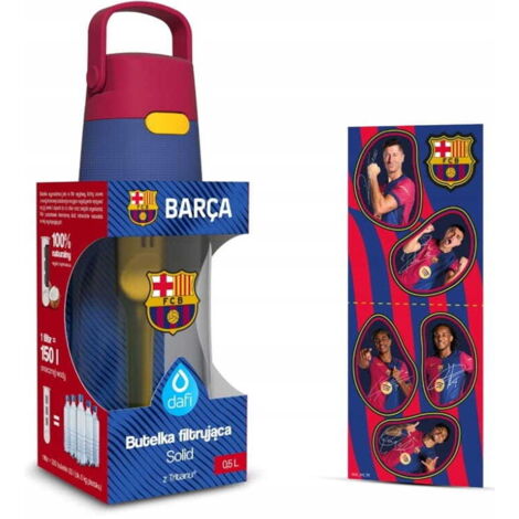 Botella con filtro Dafi Solid FC Barcelona 0,5 l con escudo y pegatinas