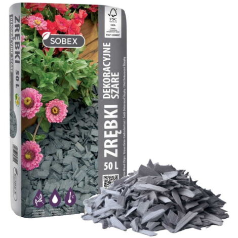 Virutas de madera decorativas, color gris, 50 l, corteza