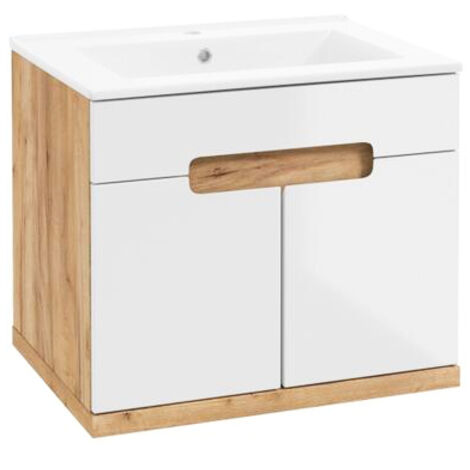 Mueble de baño suspendido con lavabo, roble craft, 50 cm, Ronda New